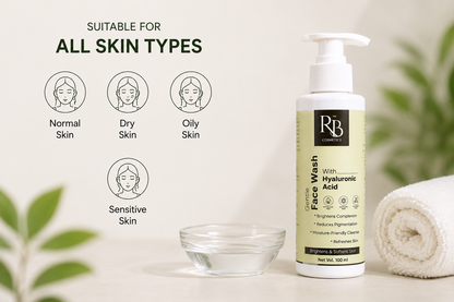 RB Cosmetics Gentle Face Wash with Hyaluronic Acid | Hydrating Daily Cleanser (100ml)