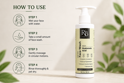 RB Cosmetics Gentle Face Wash with Hyaluronic Acid | Hydrating Daily Cleanser (100ml)