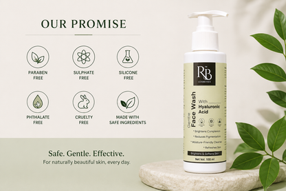 RB Cosmetics Gentle Face Wash with Hyaluronic Acid | Hydrating Daily Cleanser (100ml)