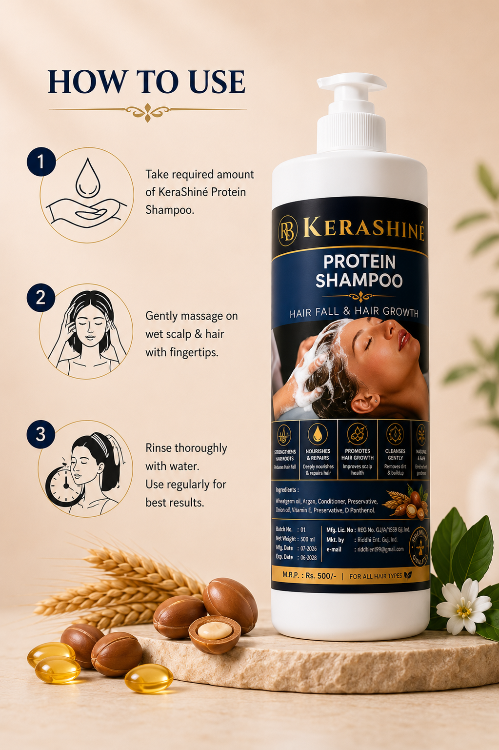 RB KeraShiné Protein Shampoo – Nourishment & Shine | 500 ml